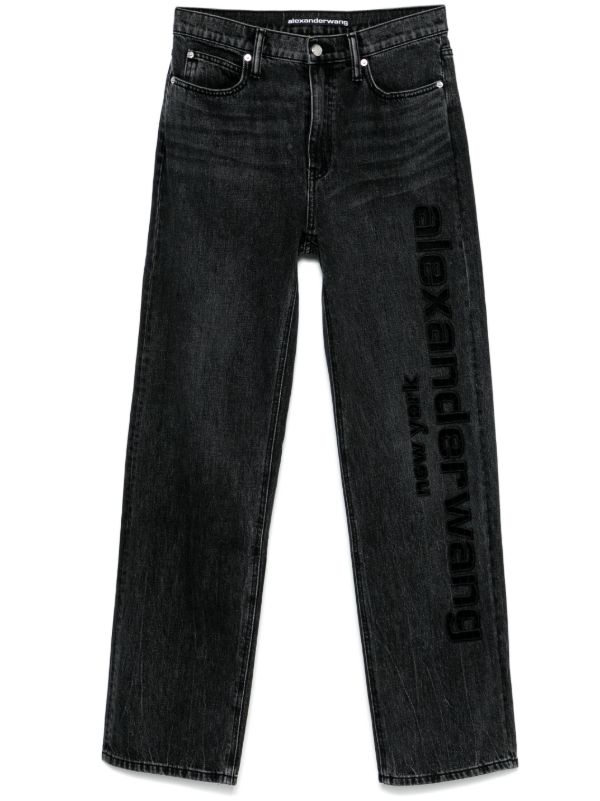 browns Alexander Wang Logo-Embroidered Jeans | Browns Wide-Leg Jeans
