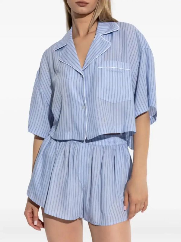 Browns Alexander Wang Striped Elastic-waist Shorts | Browns Short & Mini Shorts