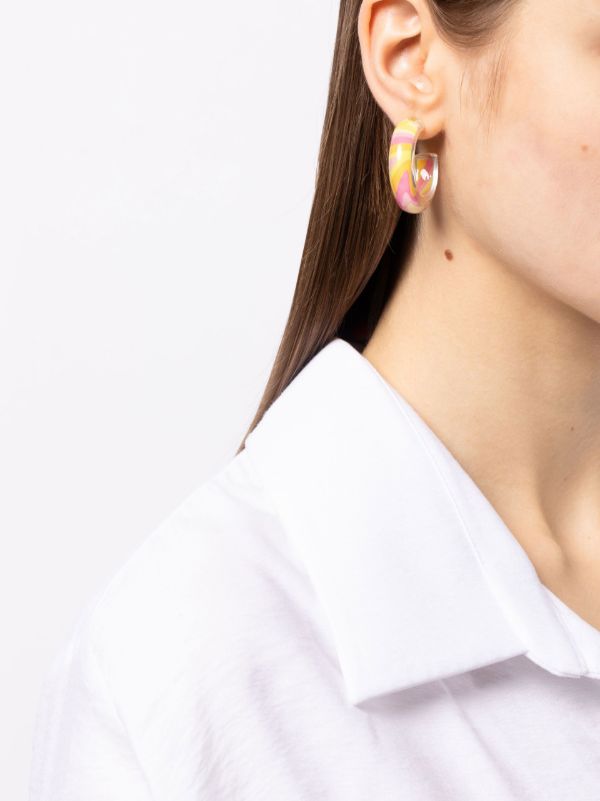 Browns Alison Lou 14K Yellow Gold Small Groovy Print Jelly Hoop Earrings | Browns Fine Earrings