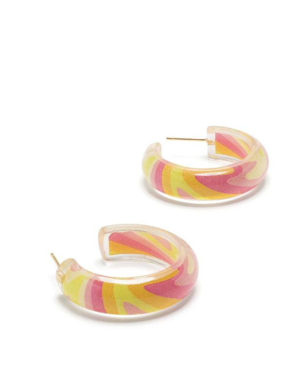 Browns Alison Lou 14K Yellow Gold Small Groovy Print Jelly Hoop Earrings | Browns Fine Earrings