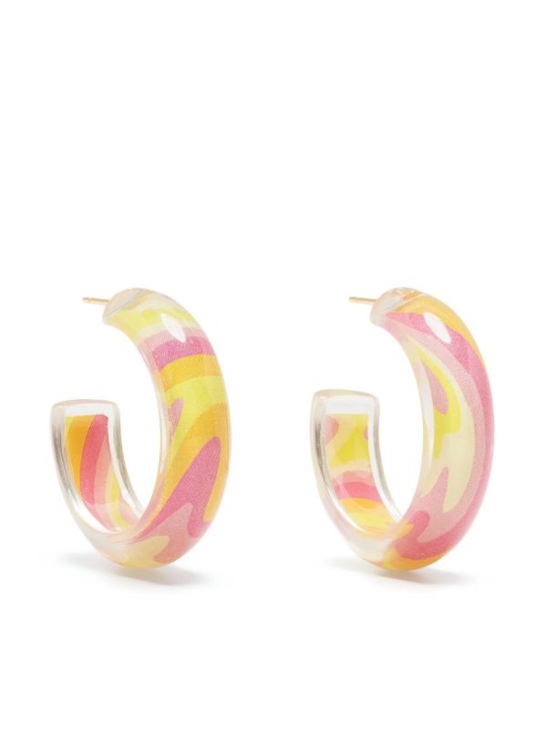 browns Alison Lou 14K yellow gold Small Groovy Print Jelly Hoop earrings | Browns Fine Earrings
