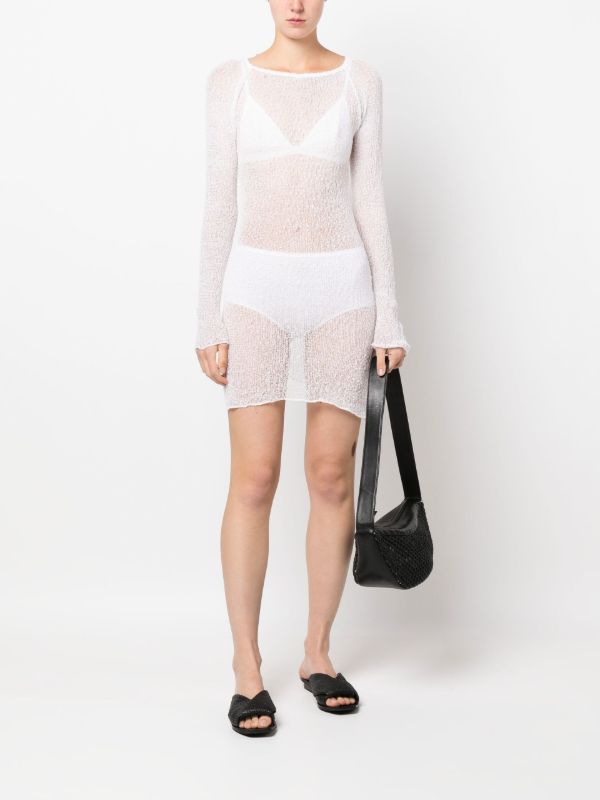 Browns Ambra Maddalena White Andy Open-knit Mini Dress | Browns Day Dresses