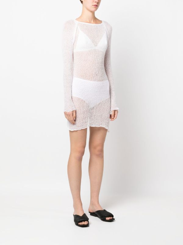 Browns Ambra Maddalena White Andy Open-knit Mini Dress | Browns Day Dresses