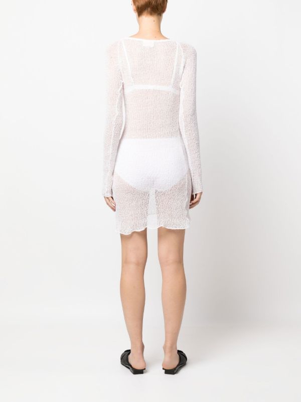 Browns Ambra Maddalena White Andy Open-knit Mini Dress | Browns Day Dresses