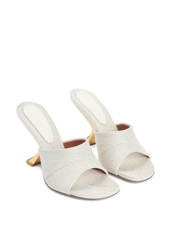 Browns Amina Muaddi 90mm Taylor Leather Sandals | Browns Sandals