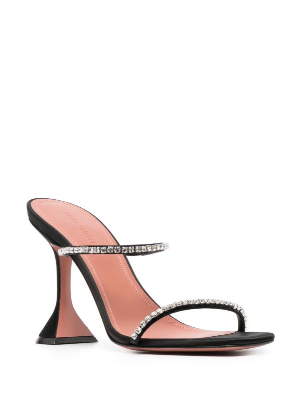 Browns Amina Muaddi Black Gilda 95 Crystal Sandals | Browns Sandals