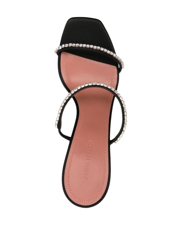 Browns Amina Muaddi Black Gilda 95 Crystal Sandals | Browns Sandals
