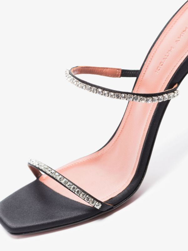 Browns Amina Muaddi Black Gilda 95 Crystal Sandals | Browns Sandals