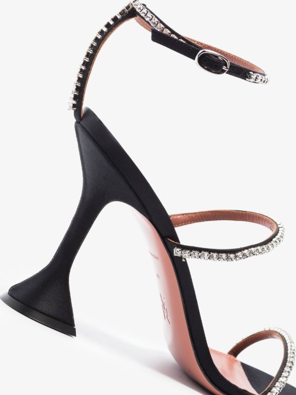 Browns Amina Muaddi Black Gilda 95 Crystal Sandals | Browns Sandals