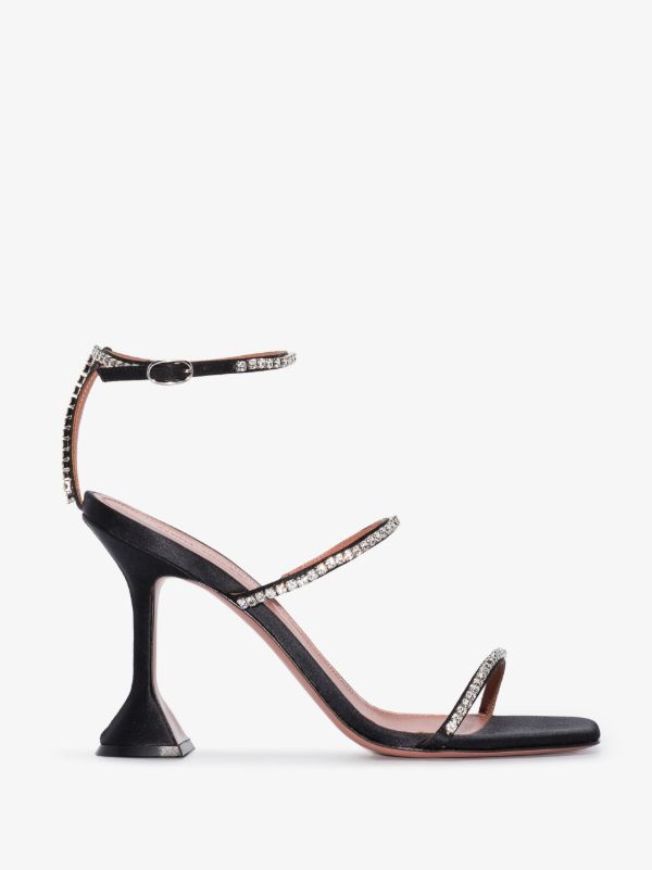 browns Amina Muaddi black Gilda 95 crystal sandals | Browns Sandals