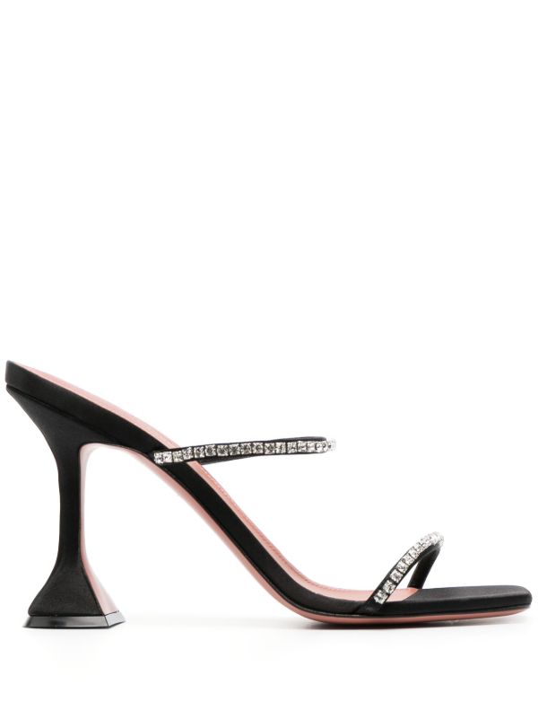 browns Amina Muaddi black Gilda 95 crystal sandals | Browns Sandals