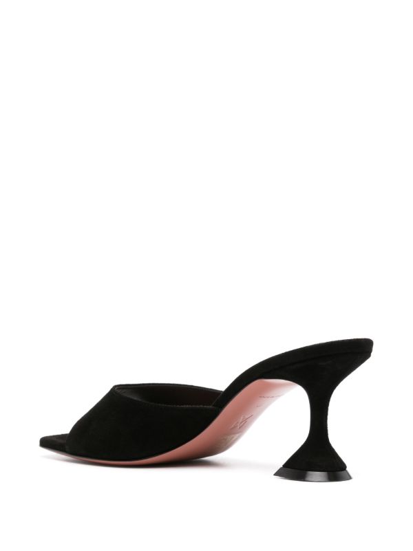 Amina Muaddi Black Lupita 70mm Suede Mules | Browns Mules
