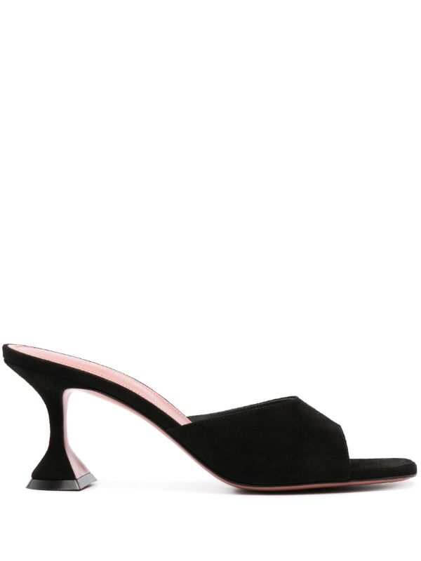 Amina Muaddi Black Lupita 70mm Suede Mules | Browns Mules