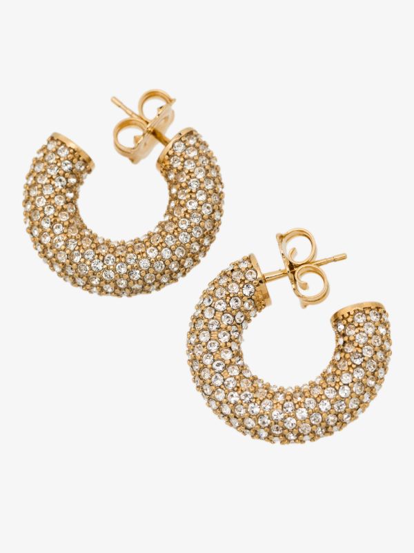 Browns Amina Muaddi Gold-tone Cameron Mini Crystal Hoop Earrings | Browns Earrings