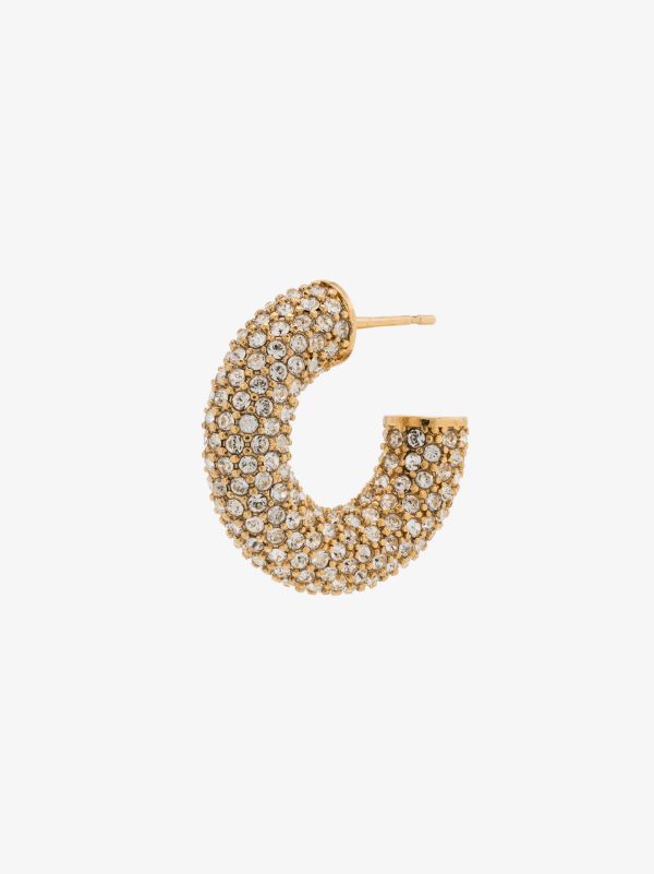 browns Amina Muaddi gold-tone Cameron mini crystal hoop earrings | Browns Earrings