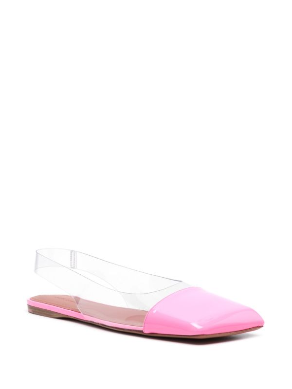 Browns Amina Muaddi Pink Ane Slingback Leather Ballet Flats | Browns Ballerina Shoes