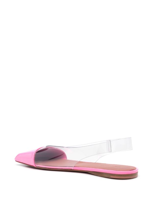 Browns Amina Muaddi Pink Ane Slingback Leather Ballet Flats | Browns Ballerina Shoes
