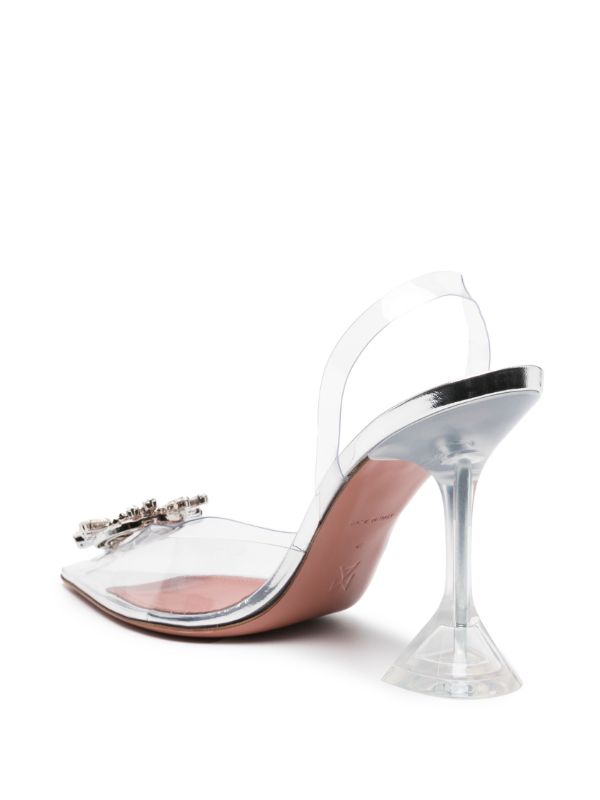 Browns Amina Muaddi Silver Begum 95 Crystal Slingback Pumps | Browns Pumps