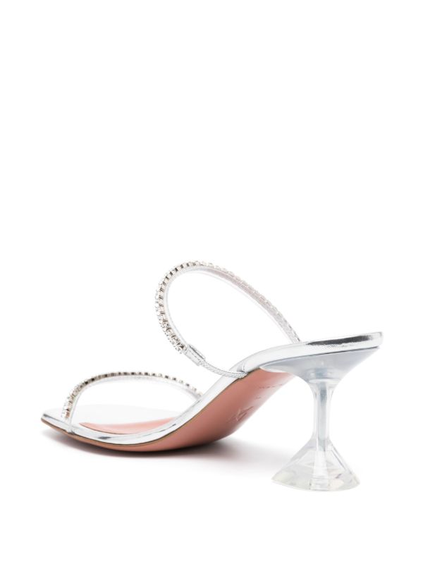 Browns Amina Muaddi Silver Gilda 70 Crystal Sandals | Browns Sandals