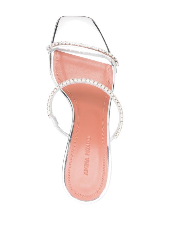 Browns Amina Muaddi Silver Gilda 70 Crystal Sandals | Browns Sandals