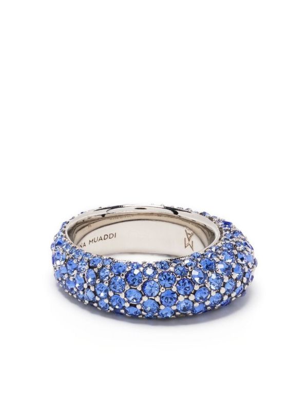 browns Amina Muaddi silver-tone Cameron crystal ring | Browns Rings