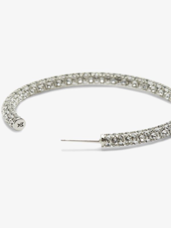 Browns Amina Muaddi Silver Tone Pavé Crystal Large Hoop Earrings | Browns Earrings