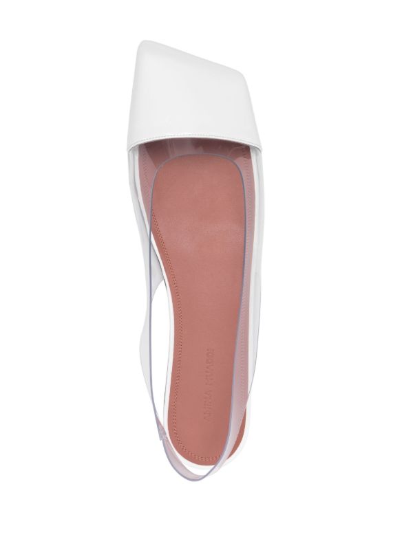 Browns Amina Muaddi White Ane Slingback Leather Ballet Flats | Browns Ballerina Shoes