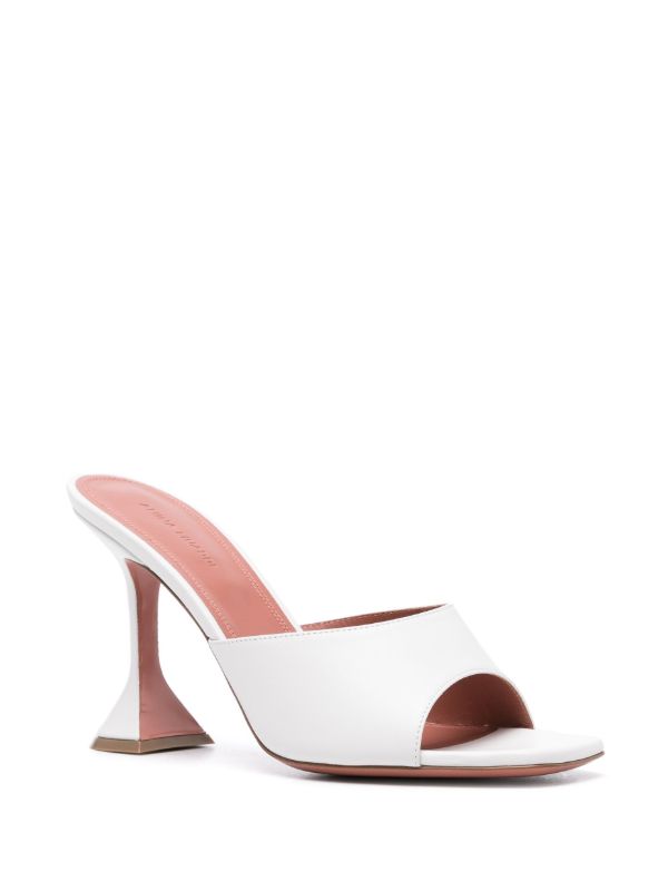 Browns Amina Muaddi White Lupita 95mm Leather Mules | Browns Mules