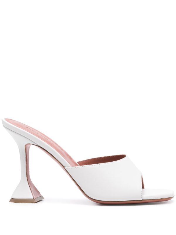 browns Amina Muaddi White Lupita 95mm Leather Mules | Browns Mules