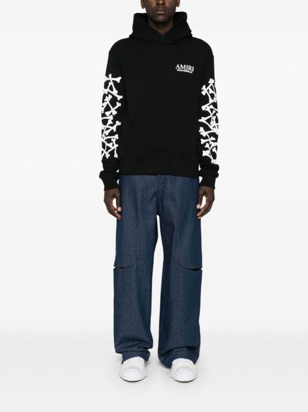 Browns AMIRI Black Bones Stacked Cotton Hoodie | Browns Hoodies