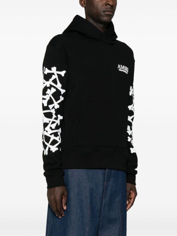 Browns AMIRI Black Bones Stacked Cotton Hoodie | Browns Hoodies