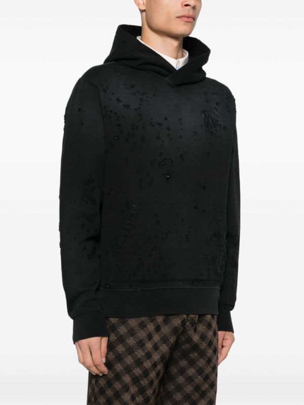 Browns AMIRI Black Distressed Hoodie | Browns Hoodies