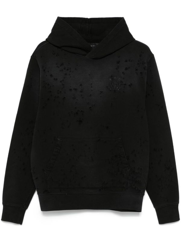 browns AMIRI Black Distressed Hoodie | Browns Hoodies