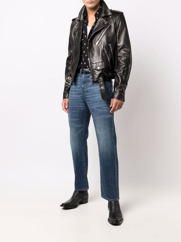 Browns AMIRI Black Leather Biker Jacket | Browns Biker Jackets