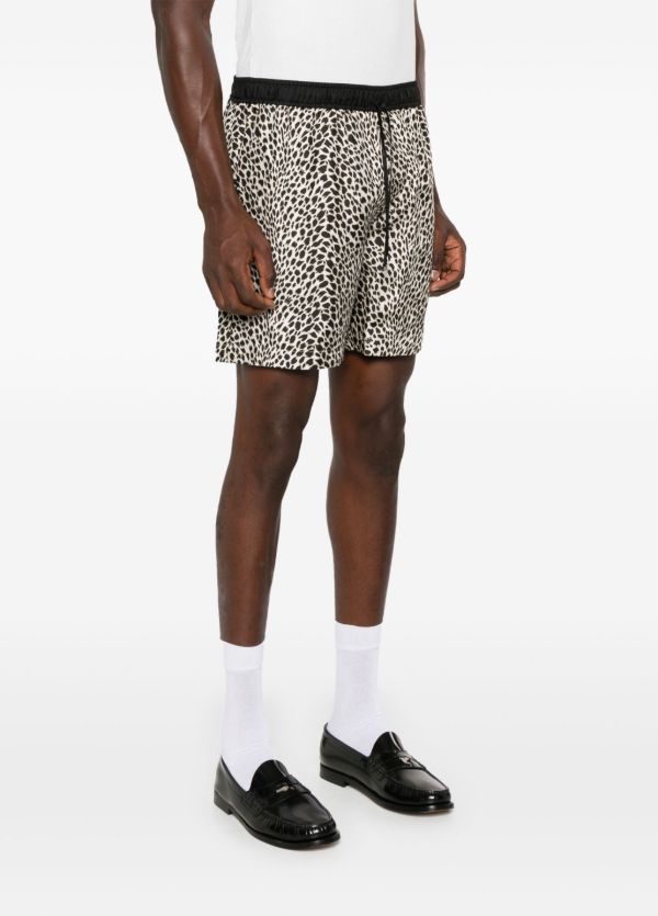 Browns AMIRI Black Leopard Print Shorts | Browns Deck Shorts