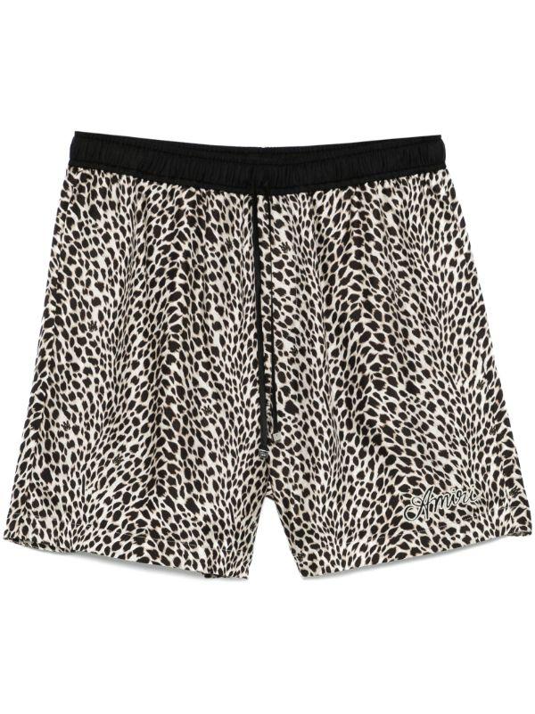 browns AMIRI Black Leopard Print Shorts | Browns Deck Shorts