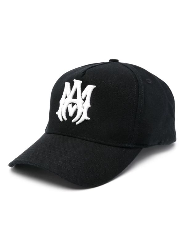 browns AMIRI Black MA-Embroidered Cotton Cap | Browns Hats