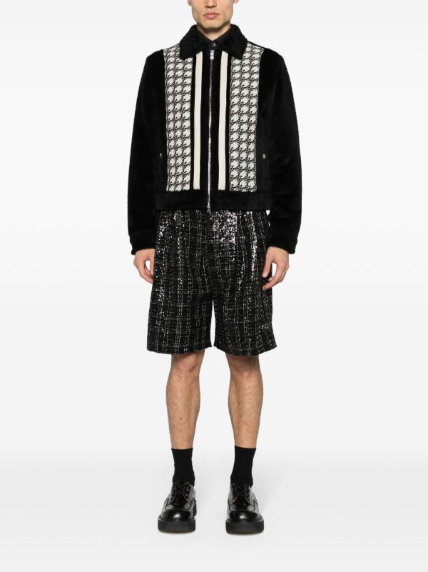 Browns AMIRI Black Sequin Check Shorts | Browns Bermuda Shorts