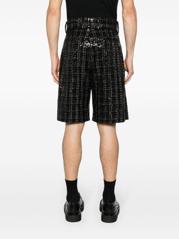 Browns AMIRI Black Sequin Check Shorts | Browns Bermuda Shorts