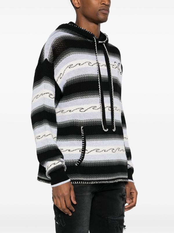 Browns AMIRI Black Striped Knit Hoodie | Browns Hoodies