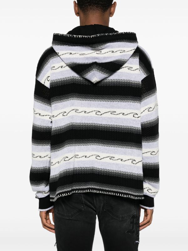 Browns AMIRI Black Striped Knit Hoodie | Browns Hoodies