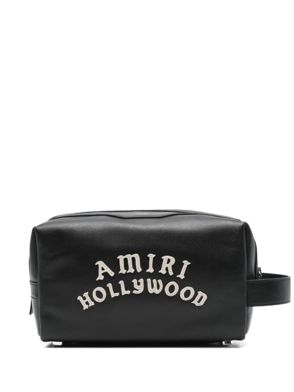 browns AMIRI logo-appliqué leather wash bag | Browns Toiletry Bags