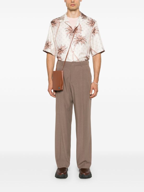 Browns AMIRI Neutral Palm Tree-Print Silk Shirt | Browns Shirts