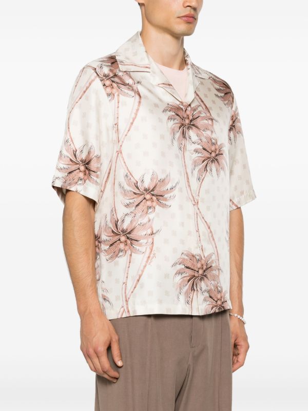 Browns AMIRI Neutral Palm Tree-Print Silk Shirt | Browns Shirts