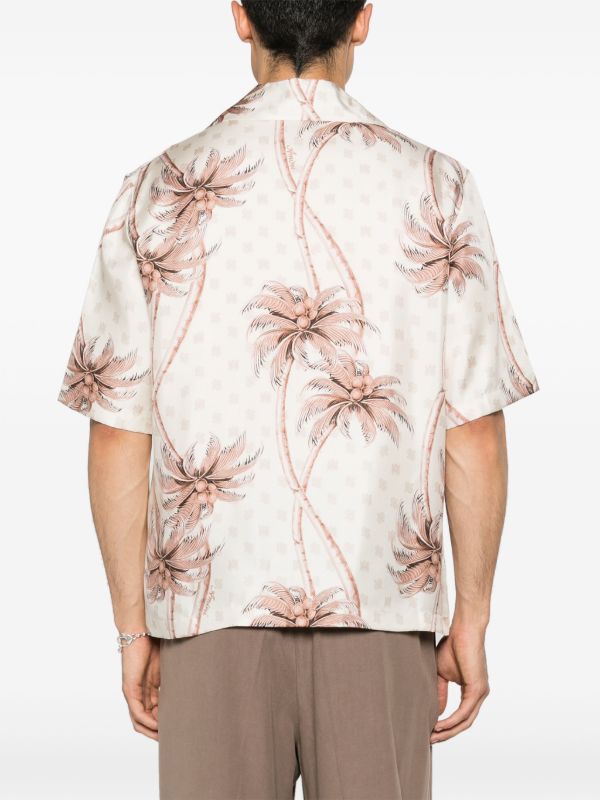 Browns AMIRI Neutral Palm Tree-Print Silk Shirt | Browns Shirts