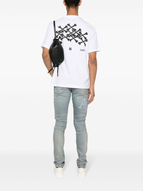 Browns AMIRI White Bones Stacked Cotton T-Shirt | Browns T-Shirts