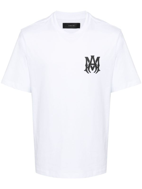 browns AMIRI White Logo-Print Cotton T-Shirt | Browns T-Shirts
