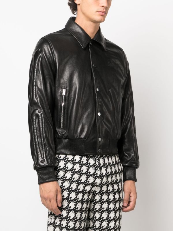 Browns AMIRI X Browns Black Bones Leather Bomber Jacket