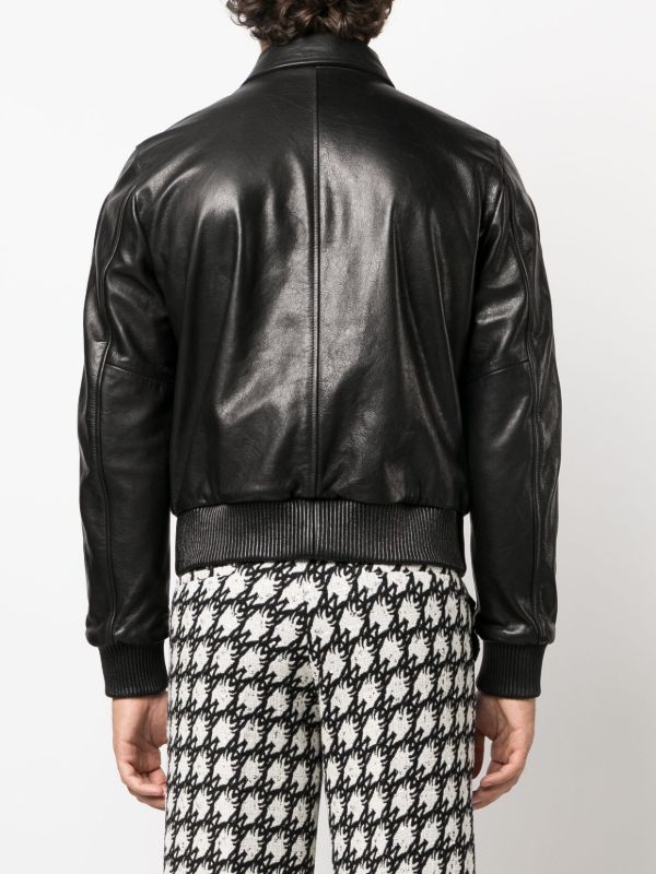 Browns AMIRI X Browns Black Bones Leather Bomber Jacket