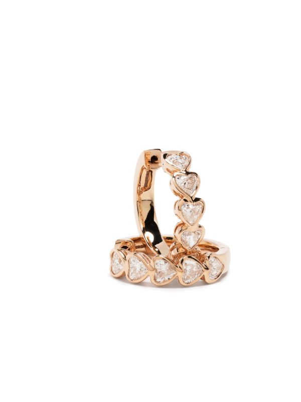 Browns Anita Ko 18K Rose Gold Medium Bezel Heart Diamond Huggie Hoop Earrings | Browns Fine Earrings